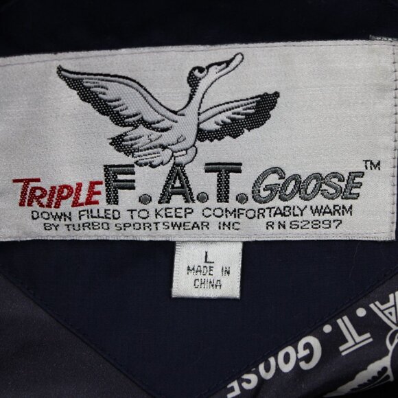 Vintage Triple Fat Goose Jacket Mens Large Blue Duck Down Parka Hip Hop 90s Y2K - Picture 12 of 16